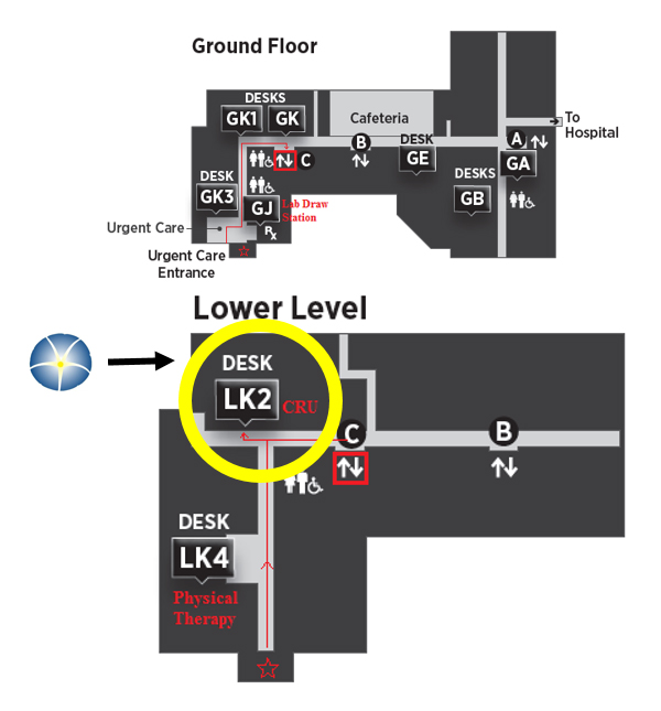 Directions to Clinical Research Unit from Urgent Care